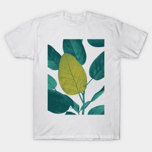 Summer tropical textural leaves print. Vibrant green exotic leaves. Summer leafy composition T-Shirt